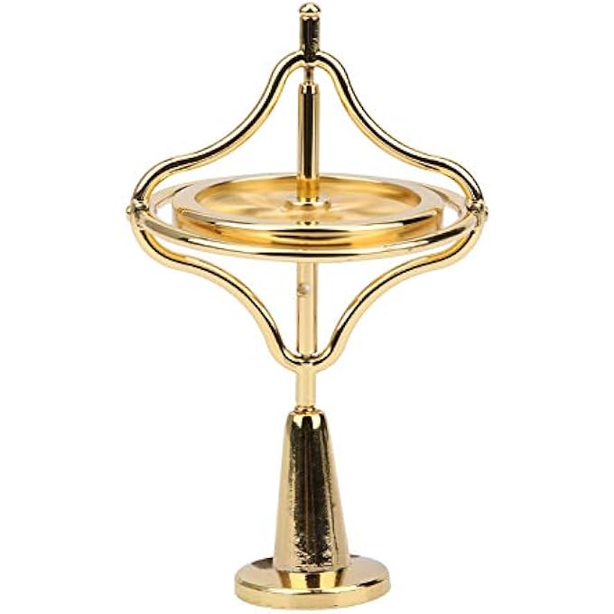 NOENNULL Gyroscope Toy Metal Antigravity Rotating Desk Gyroscope Flying Motion Balance Physics Toy for Adults Stress Relief Toy (Gold) - Image 1