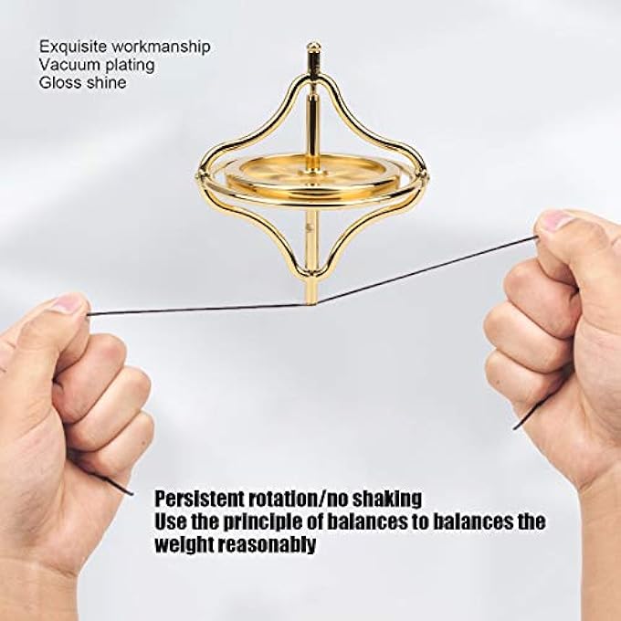 NOENNULL Gyroscope Toy Metal Antigravity Rotating Desk Gyroscope Flying Motion Balance Physics Toy for Adults Stress Relief Toy (Gold) - Image 5