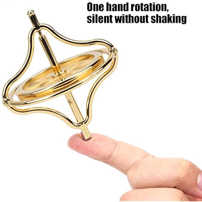 NOENNULL Gyroscope Toy Metal Antigravity Rotating Desk Gyroscope Flying Motion Balance Physics Toy for Adults Stress Relief Toy (Gold) - Image 3