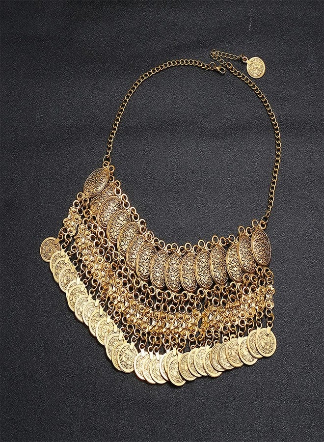 LUREME Coin Statement Necklace for Women Boho Collar Choker Coin Tassel Ethnic Gypsy Chunky Necklace (nl006295-2) - Image 5