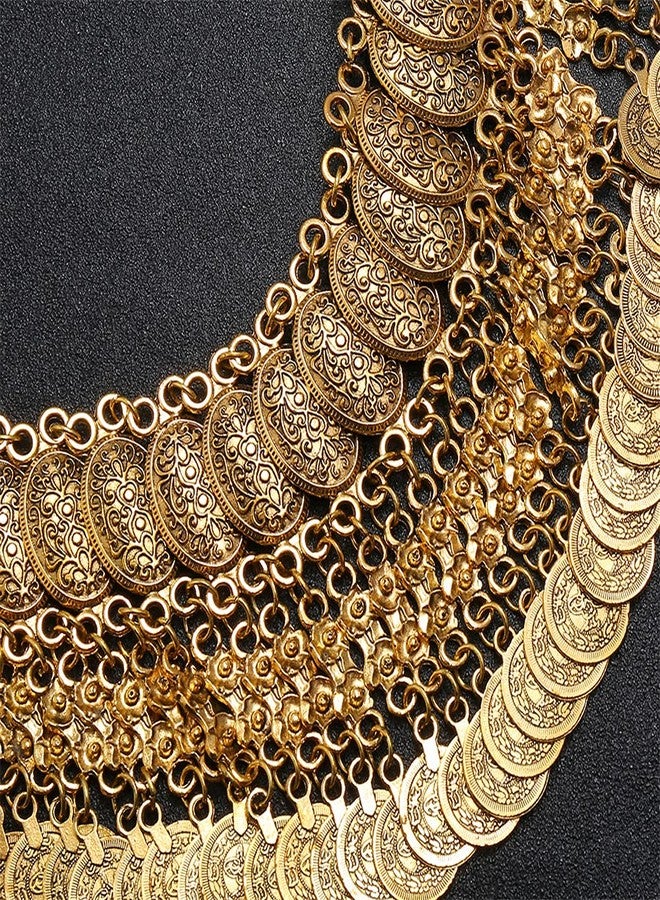 LUREME Coin Statement Necklace for Women Boho Collar Choker Coin Tassel Ethnic Gypsy Chunky Necklace (nl006295-2) - Image 4