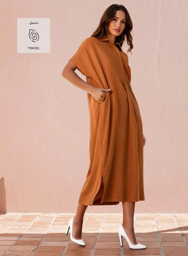 Splash FAV Relaxed Fit Shirt Dress with Pockets and Slits