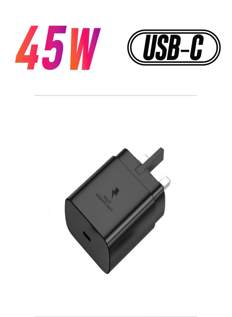 شاحن PD للشحن السريع للغاية بقدرة 45 وات USB - متوافق مع S24 S23 S22 S21 S20 Ultra، S24+ S23+ S22+ S21+، A53، A15، A 55، A54 - محول طاقة من النوع C، - Image 1
