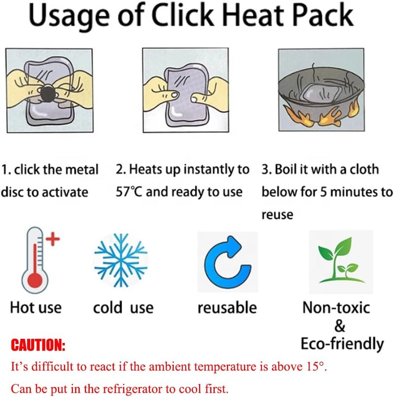 coldchill Reusable Click Instant Heat Packs Pocket Hand Warmers Snap It HotCold Gel Heating Pad for Adults  Kids Instant Hot Pad Hot Compress Hand Click Gel Warmers for Body - Image 5
