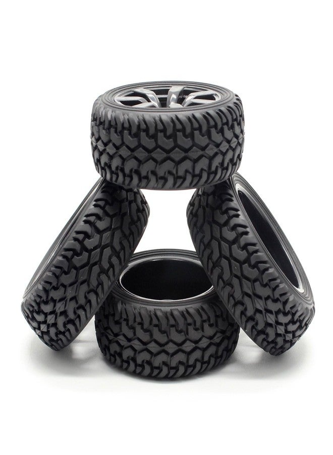 Hosim 1:10 Scale RC On Road Terrain Buggy Car Drift Replacement Tyres Pack of 4pcs High Performance Racing Car Rally Car Accessory Parts Grain Rubber Split Spoke Satin Tires and Wheels Black Color - Image 5