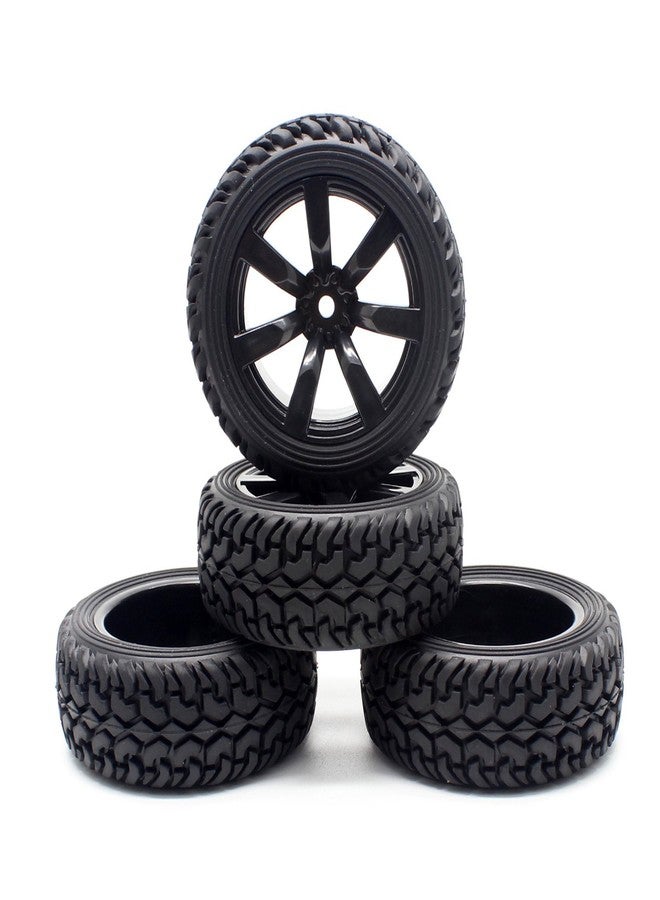 Hosim 1:10 Scale RC On Road Terrain Buggy Car Drift Replacement Tyres Pack of 4pcs High Performance Racing Car Rally Car Accessory Parts Grain Rubber Split Spoke Satin Tires and Wheels Black Color - Image 4