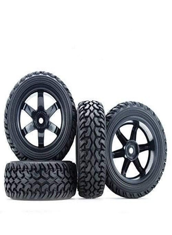 Hosim 1:10 Scale RC On Road Terrain Buggy Car Drift Replacement Tyres Pack of 4pcs High Performance Racing Car Rally Car Accessory Parts Grain Rubber Split Spoke Satin Tires and Wheels Black Color - Image 2