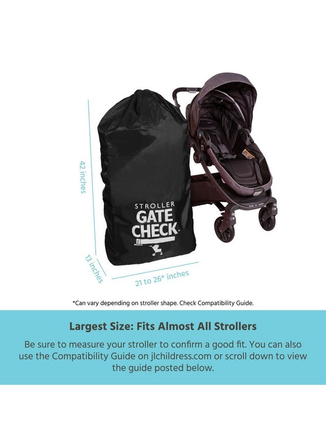 J.L. Childress J.L. Childress Gate Check Bag for Single & Double Strollers - Stroller Bag for Airplane - Large Stroller Travel Bag for Airplane - Air Travel Stroller Bag - Black  - Image 3