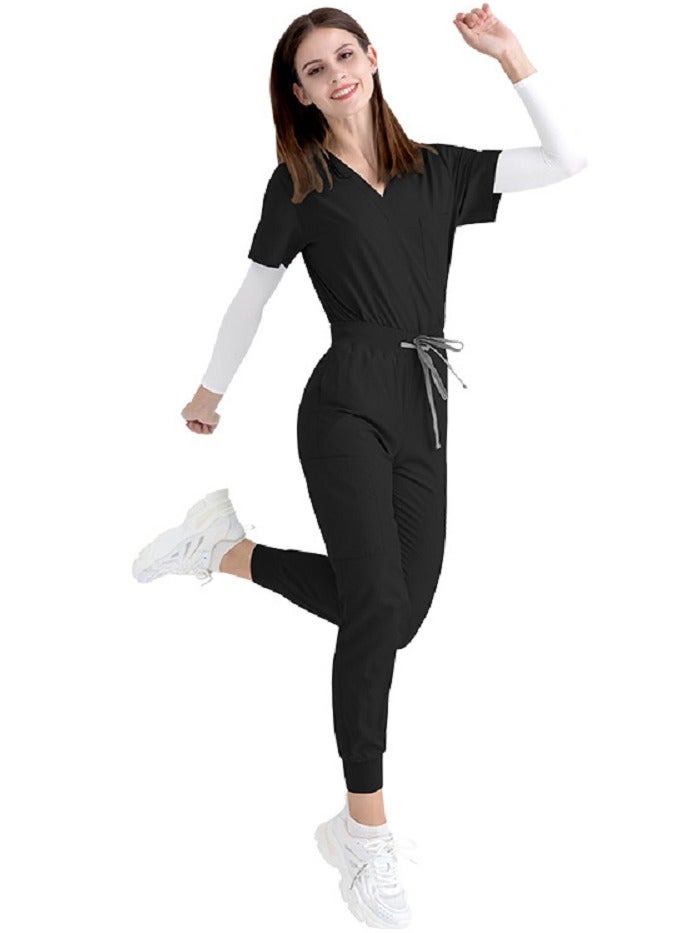 Gasin Medical Scrub, Women's Medical Scrub, Black Medical Uniform, Medical Scrub Set  - Image 1