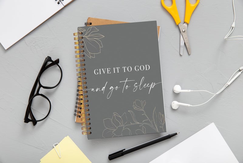 Ecezatik Give It To God And Go To Sleep Spiral Notebook,Bible Notebook Journal for Women Men Writing,College Ruled Spiral Notebook 5.5X8.3 Inch - Image 2