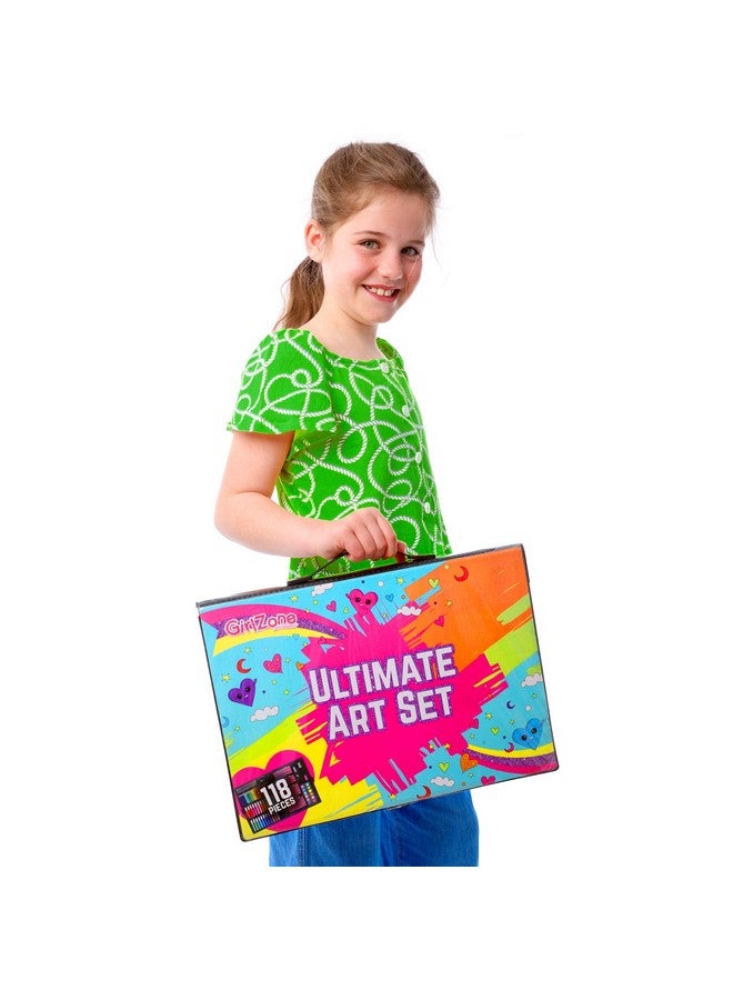 GirlZone Ultimate Art Set for Girls, 118-Piece Awesome Arts and Crafts Kit for Kids, Fun Girls Toys Age 7 Set & Kids Creative Set, Great Gift Idea - Image 2