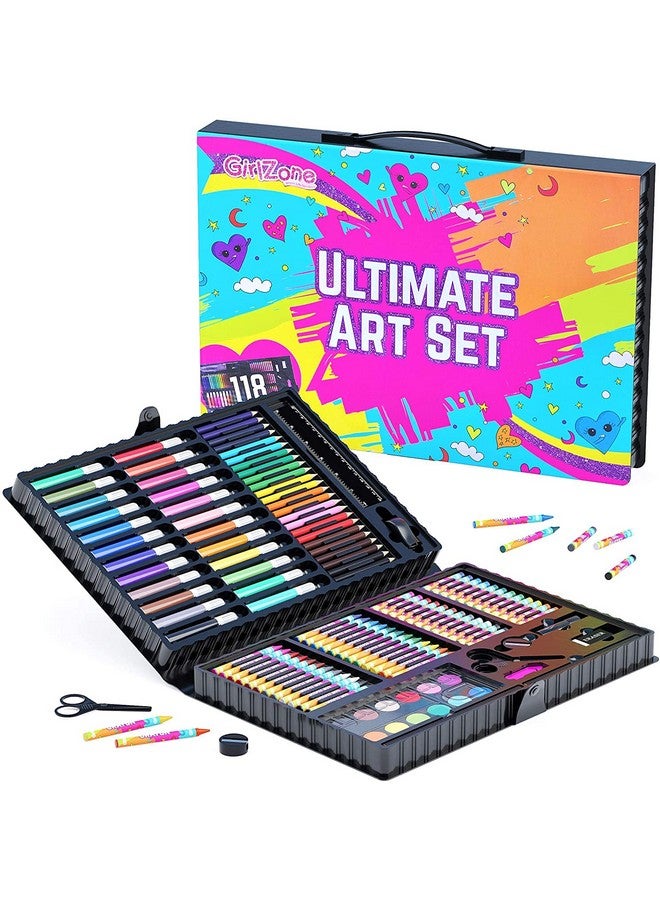 GirlZone Ultimate Art Set for Girls, 118-Piece Awesome Arts and Crafts Kit for Kids, Fun Girls Toys Age 7 Set & Kids Creative Set, Great Gift Idea - Image 1