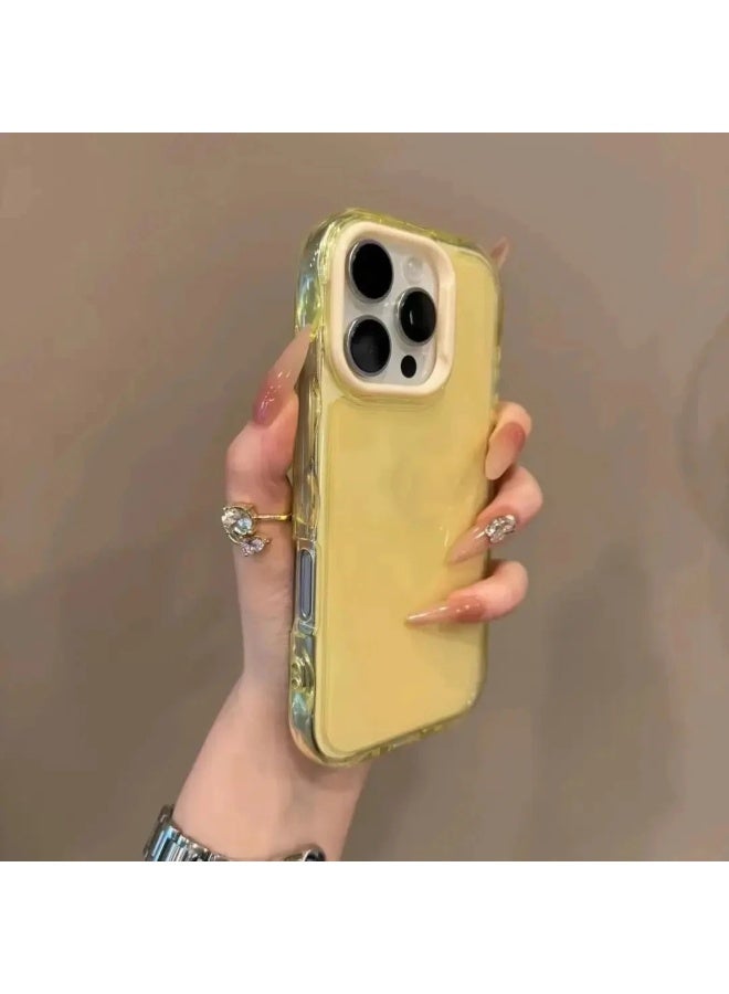 NIBEMINENT Bubble Jelly Protective TPU Case Cover For iPhone 15 Pro Max, Yellow Shell White Frame