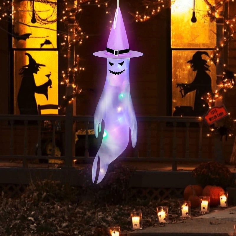 comfrt 61in Halloween Ghost Windsocks Light Hanging Decorations - Flag Wind Socks Halloween Ghost Decors Outdoor for Home Yard Outdoor Decor Party Supplies - Image 4