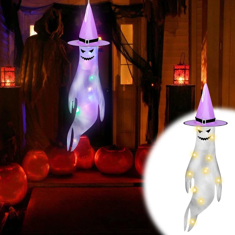 comfrt 61in Halloween Ghost Windsocks Light Hanging Decorations - Flag Wind Socks Halloween Ghost Decors Outdoor for Home Yard Outdoor Decor Party Supplies - Image 2