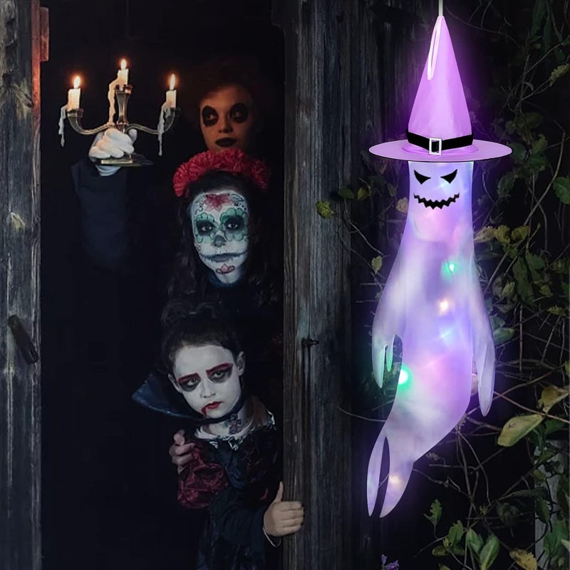 comfrt 61in Halloween Ghost Windsocks Light Hanging Decorations - Flag Wind Socks Halloween Ghost Decors Outdoor for Home Yard Outdoor Decor Party Supplies - Image 3