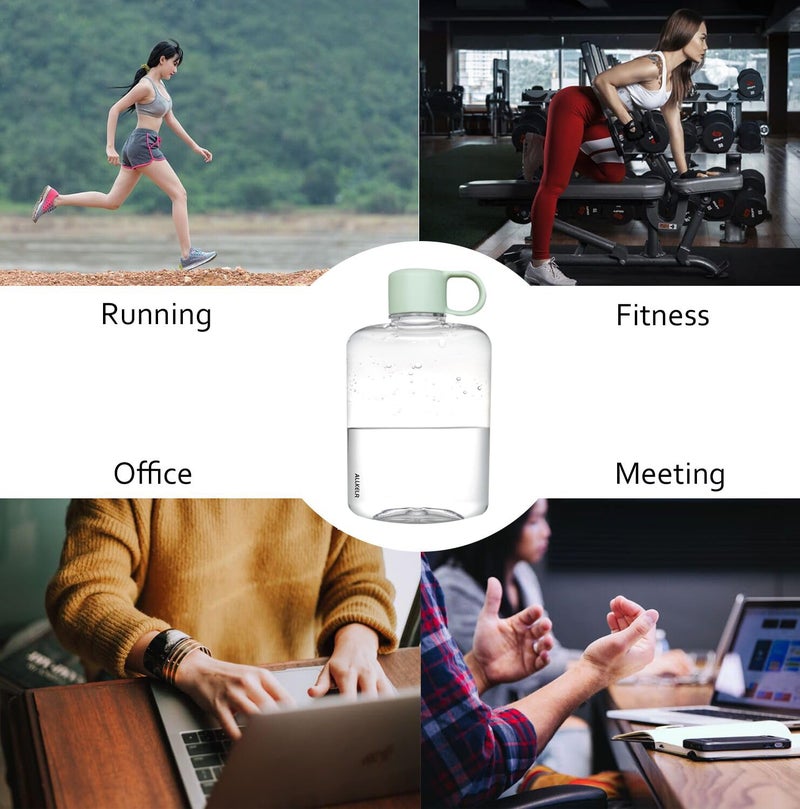 ALLKELR Portable Flat Water Bottle  BPA Free Tritan Plastic Travel Water Bottle for Camping  Fitness  Outdoor Sports  Fits Purse and Pocket (Green  12.2 oz) - Image 5