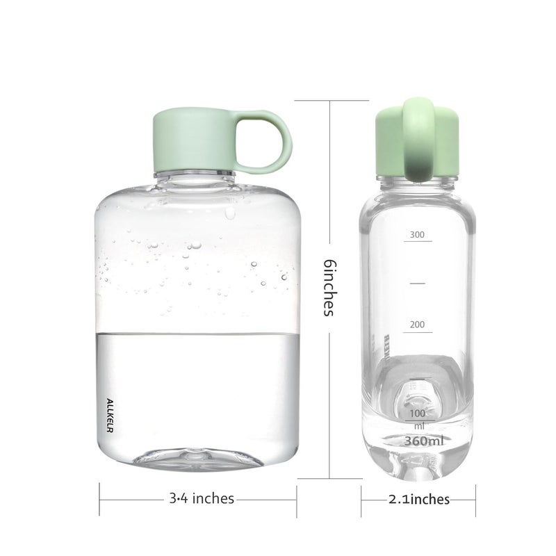 ALLKELR Portable Flat Water Bottle  BPA Free Tritan Plastic Travel Water Bottle for Camping  Fitness  Outdoor Sports  Fits Purse and Pocket (Green  12.2 oz) - Image 2