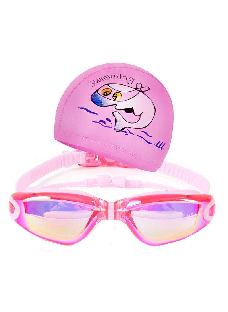 Swim Goggles Set, Kids Swimming Goggles for Boys and Girls Adjustable Straps Silicone Eye Seal Leak proof UV Protection and Anti Fog Lenses Swimming Goggles with Ear Plug Nose Clip (Pink) - Image 2