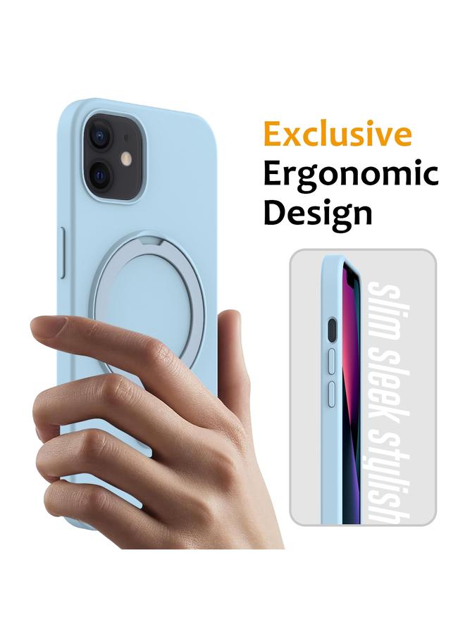 زبون جراب لهاتف iPhone 11 مصنوع من السيليكون السائل المغناطيسي MagSafe مع حامل حلقي - Image 2