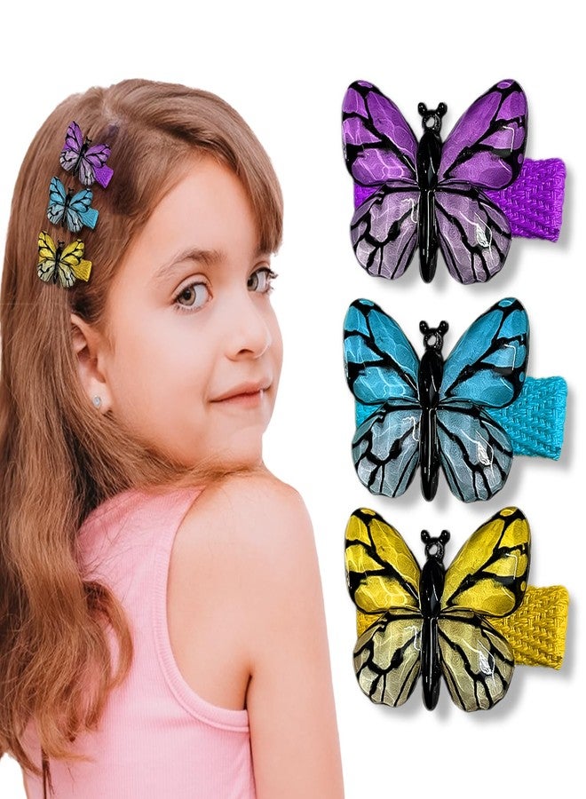 LYKAA 3D Acrylic Butterfly Mini Hair Clips For Girls Glossy Finish Durable Hair Pin, Strong Hold Vibrant Multicolour Pin Pack Of 3 clip,Hair Accessories - Image 1