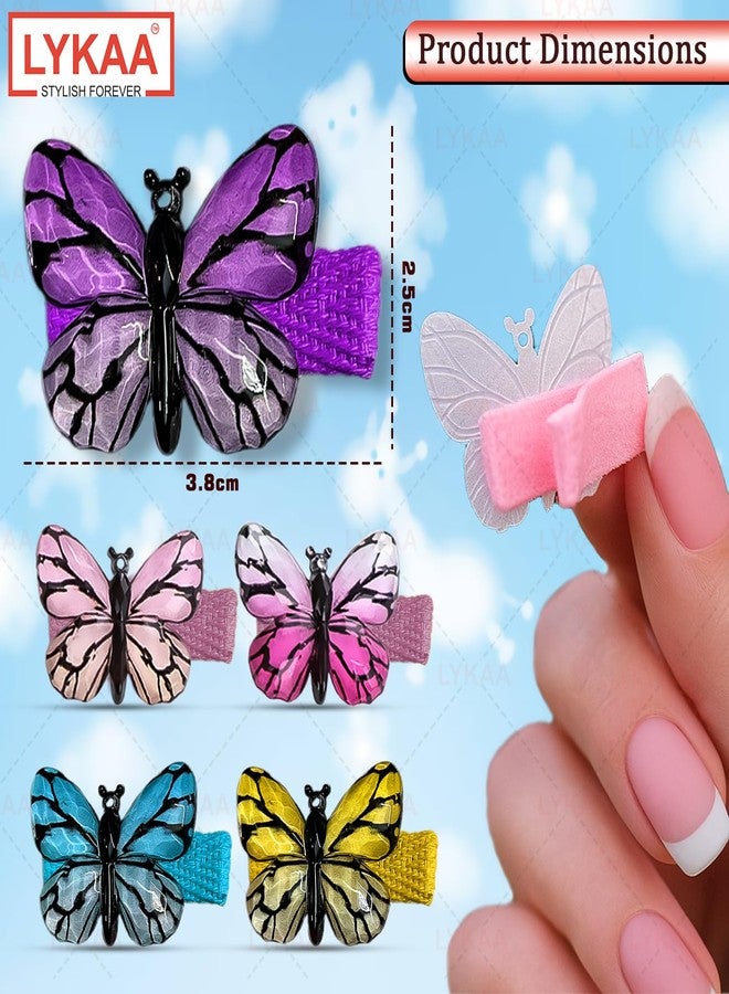 LYKAA 3D Acrylic Butterfly Mini Hair Clips For Girls Glossy Finish Durable Hair Pin, Strong Hold Vibrant Multicolour Pin Pack Of 3 clip,Hair Accessories - Image 3