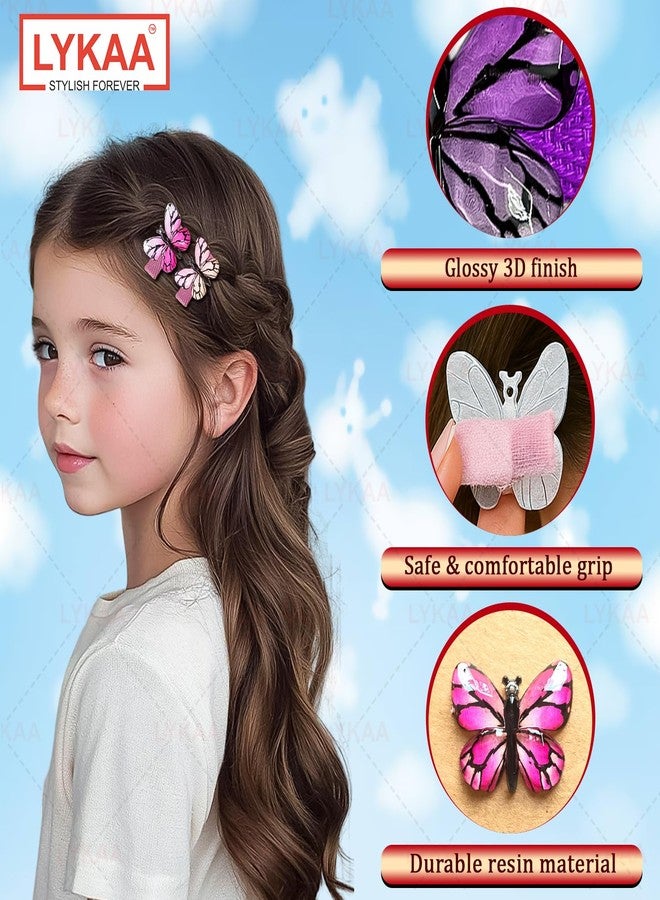 LYKAA 3D Acrylic Butterfly Mini Hair Clips For Girls Glossy Finish Durable Hair Pin, Strong Hold Vibrant Multicolour Pin Pack Of 3 clip,Hair Accessories - Image 4