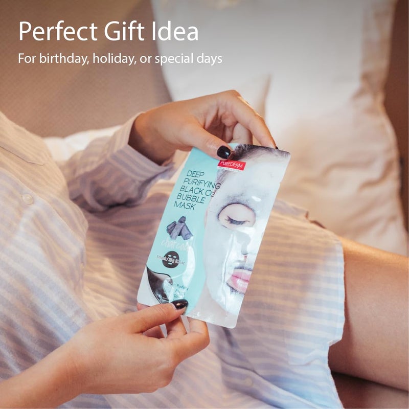 Purederm Deep Purifying Black O2 Bubble Mask Charcoal (10 Pack) â€“ Bubble Face Sheet Mask for Purifying & Brightening - Image 5