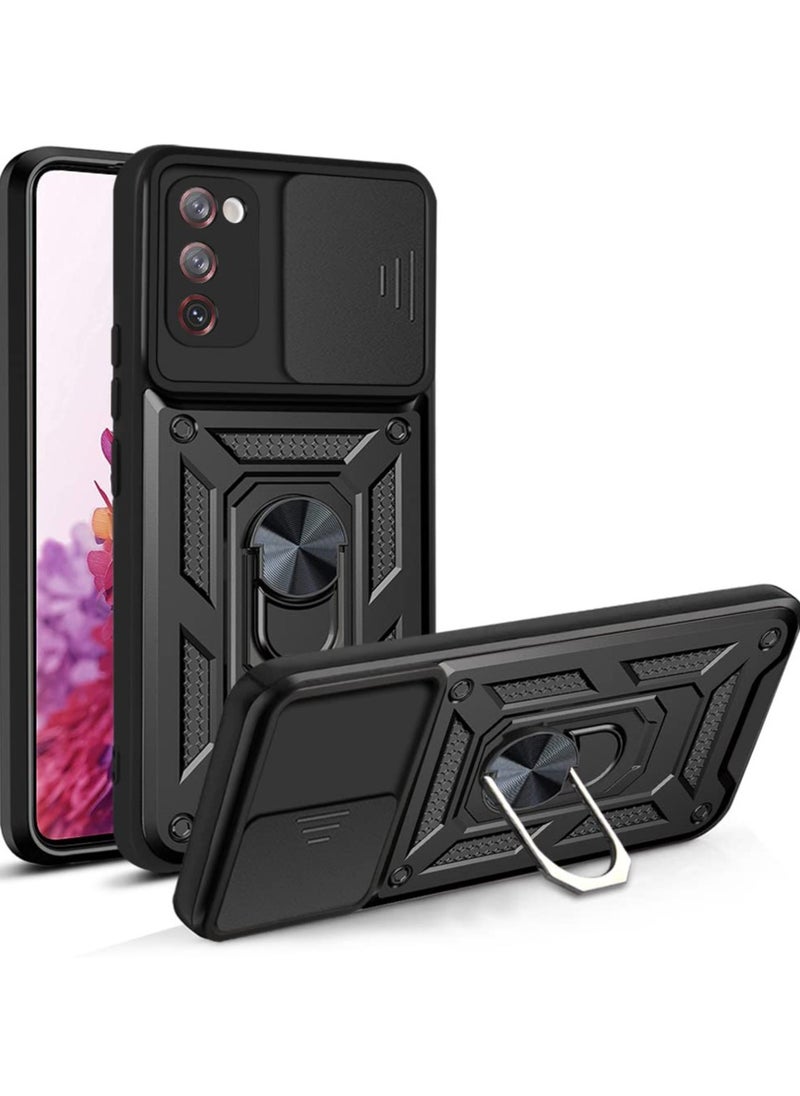 Generic - Case Cover Shockproof Windows Protective Case with Camera Protection and Metal Ring Compatible with Samsung Galaxy S20 FE (Black) - Image 1