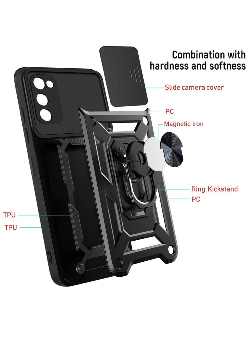 Generic - Case Cover Shockproof Windows Protective Case with Camera Protection and Metal Ring Compatible with Samsung Galaxy S20 FE (Black) - Image 1