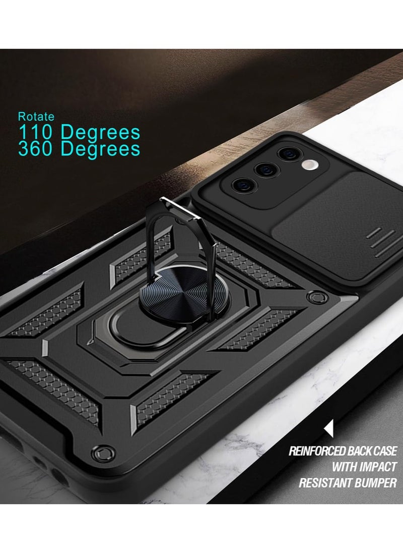 Generic - Case Cover Shockproof Windows Protective Case with Camera Protection and Metal Ring Compatible with Samsung Galaxy S20 FE (Black) - Image 1