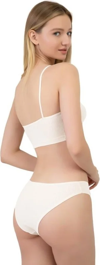COTTONHILL Women's Cotton and Lycra Ribbed Camisole Brazilian Panties 5-Pack-2