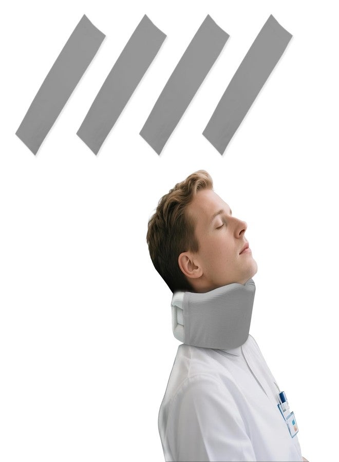 4 Piece Cervical Support Sleeve, Breathable Dustproof Cervical Support Sleeve, Elastic Soft Neck Brace Covers - For Men and Women, Suitable for Sleep Work Daily Use (Gray) - Image 1