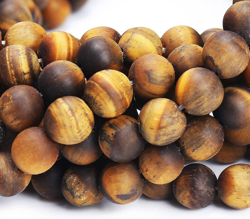 AUREHEN Natural Matte Classic Tiger Eye Beads, 10MM Round Frosted Unpolished Loose Gemstone Beads for Bracelet Necklace Jewelry Making, Energy Stone Healing Power with Stretch Beading Cord - Image 3