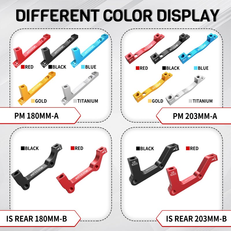 BUCKLOS PM/is Front Rear 180/203mm Disc Brake Caliper Mount Adapter Gear Parts Accessories, CNC Machined Aluminum Alloy Rotor Adapter with Bolts - Image 3