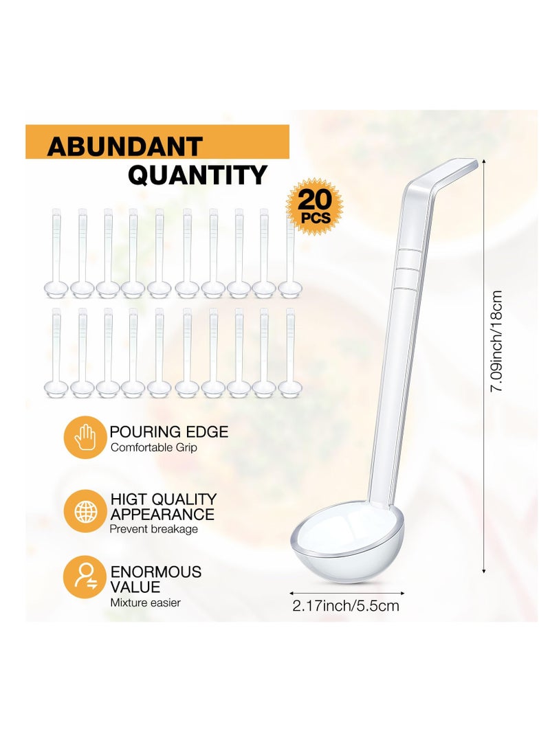 Excefore 20 Pcs 1 oz Plastic Small Ladles with 7 Inches Long Acrylic Handle, Mini Ladle for Serving Salsa Sauce, Dressing Punch Bowl, Sauces and Toppings, Transparent  - Image 2