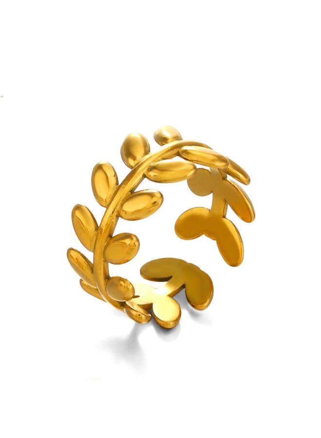 The Black Pearl Accessories Stainless Steel Golden Free Size Ring  - Image 1
