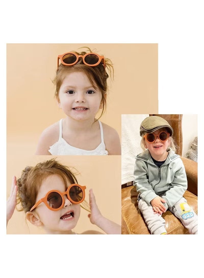3PCS Kids Sunglasses, Retro Cute Round Sunglasses for Kids Girls Boys Sunnies UV400 Protection Sun Glasses, Flexible Frame for Girls Boys Age 2-10 Sunglasses Fashion Beach Holiday - Image 5