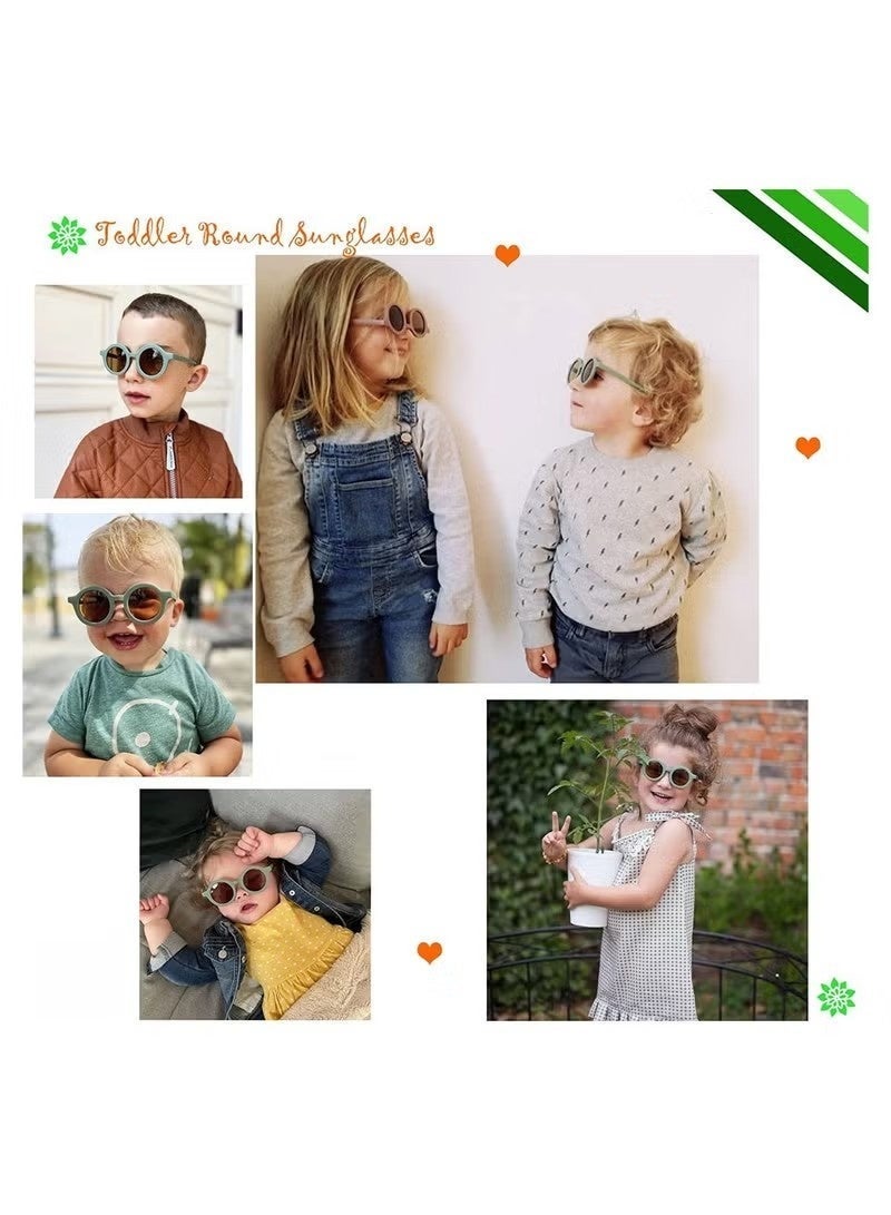 3PCS Kids Sunglasses, Retro Cute Round Sunglasses for Kids Girls Boys Sunnies UV400 Protection Sun Glasses, Flexible Frame for Girls Boys Age 2-10 Sunglasses Fashion Beach Holiday - Image 3
