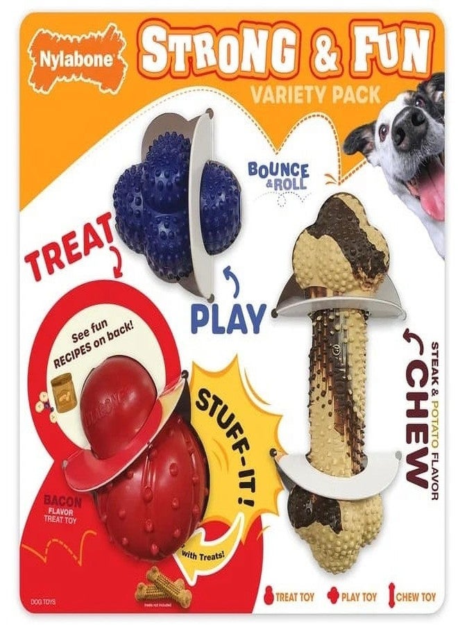 Nylabone Super Tough Rubber Strong and Fun Chew Toy Variety Pack 3 Count - Image 1