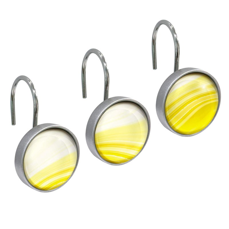 Sunlit Sunlit Round Crystal Glass Decorative Shower Curtain Hooks Rust Proof Oil Rubbed Metal Shower Curtain Rings12 Pack Gradient Yellow 