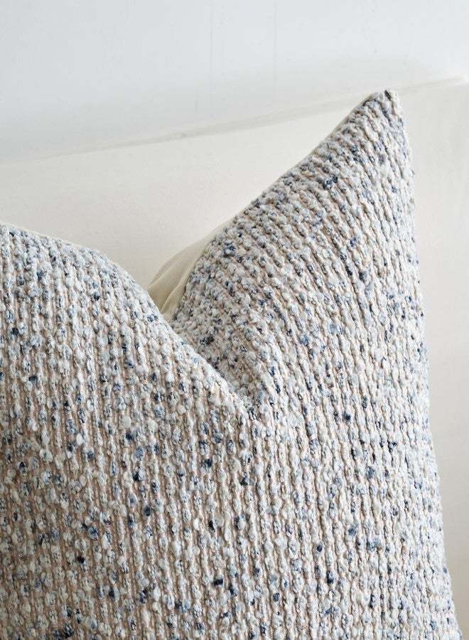 LIGICKY Boucle Boho Accent Farmhouse Long Lumbar Pillow Covers Decorative Couch Pillow Covers for Home Decor Bed Sofa Living Roo 14x36 Beige Blue（Set of 1） - Image 5