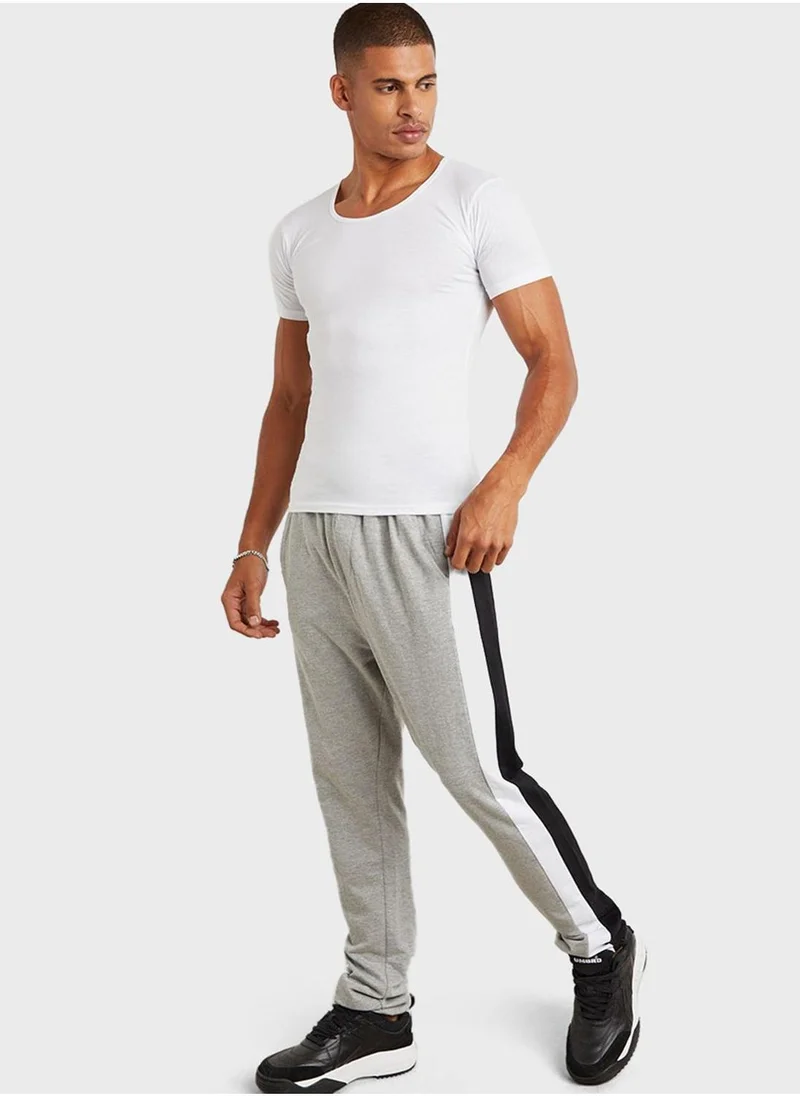 Styli Wide Contrast Panel Knit Sweatpants