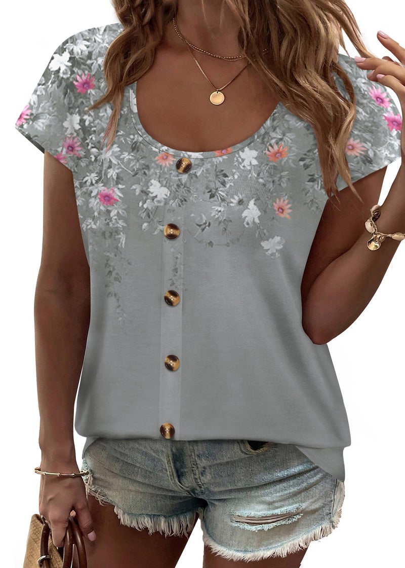 WIHOLL Womens Summer Tops Short Sleeve T Shirts Spring Outfits Travel Clothes Work Shirts Cute Ladies Tops and Blouses Dressy Casual Capsule Wardrobe for Women 2026 L - Image 2