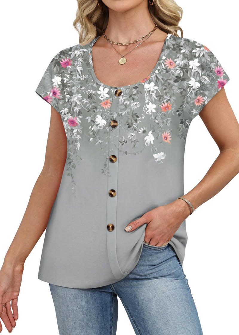 WIHOLL Womens Summer Tops Short Sleeve T Shirts Spring Outfits Travel Clothes Work Shirts Cute Ladies Tops and Blouses Dressy Casual Capsule Wardrobe for Women 2026 L - Image 3