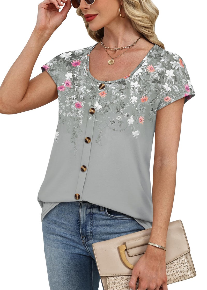 WIHOLL Womens Summer Tops Short Sleeve T Shirts Spring Outfits Travel Clothes Work Shirts Cute Ladies Tops and Blouses Dressy Casual Capsule Wardrobe for Women 2026 L - Image 4