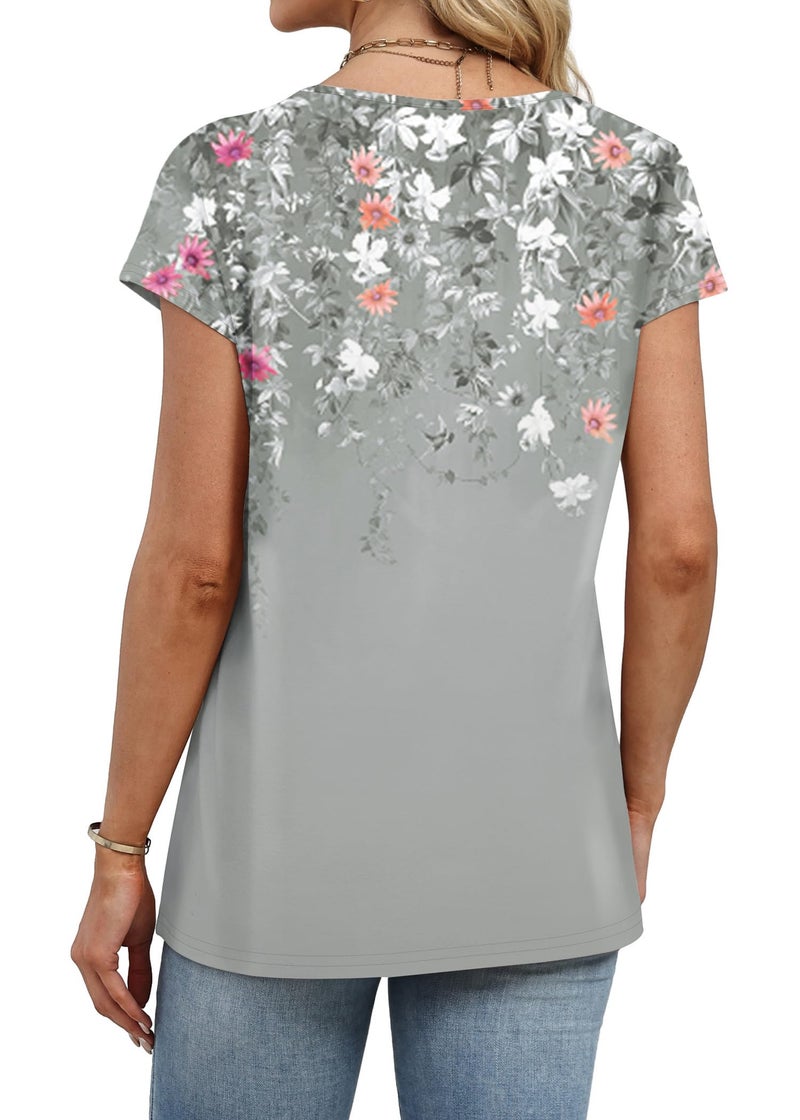 WIHOLL Womens Summer Tops Short Sleeve T Shirts Spring Outfits Travel Clothes Work Shirts Cute Ladies Tops and Blouses Dressy Casual Capsule Wardrobe for Women 2026 L - Image 5