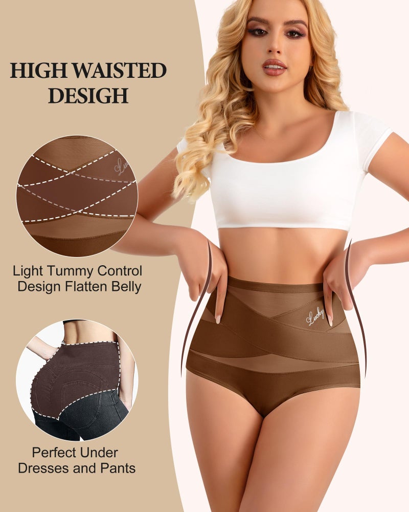 MIOTAN Women's Underwear 4 Pack Tummy Control High Waisted Postpartum Ladies Panties Compression Post Partum Nylon, Multicolor-B, XXL - Image 2