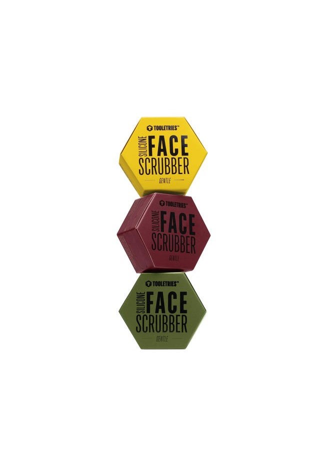 TOOLETRIES - Tooletries - Men's Face Scrubber - Silicone Facial Cleansing Brush, Gentle Exfoliator Pad & Soft-Touch Massager - Removes Dead & Dry Skin - Long Lasting Bathroom & Shower Accessories - 3 Pack - Image 1