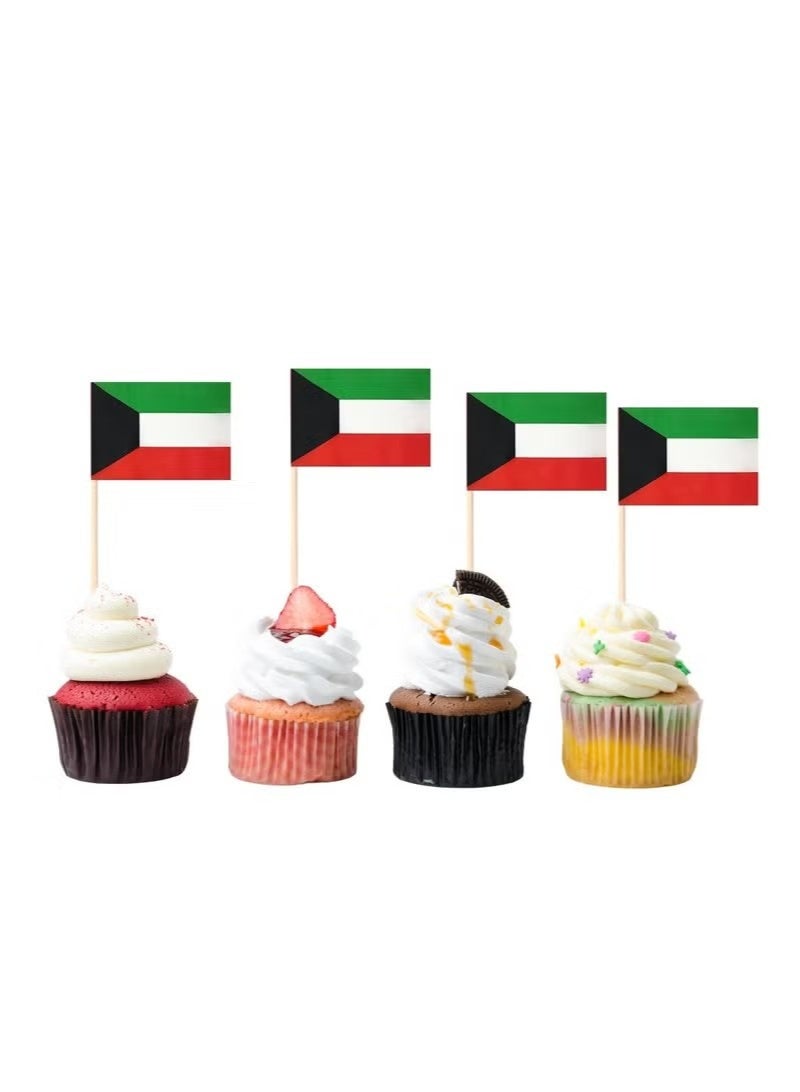 25 Pieces – Kuwait Cupcake Toppers For National Day Decorations – Toothpick Cupcake Toppers – Perfect For Celebrations, Parties And Events – Mini Stick Flags For Decorating Cupcakes, Cakes And Desserts - Image 2